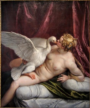 パオロ・ヴェロネーゼ・レダとフェッシュ・アジャクシオの鳥の宮殿の白鳥 Oil Paintings